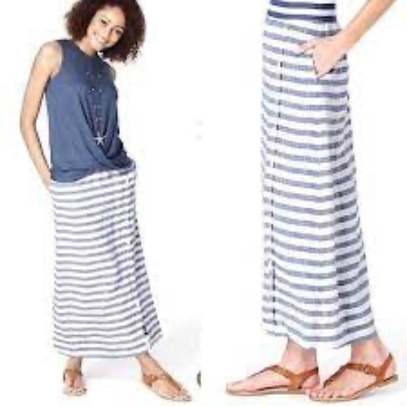 J. Jill Love Linen Striped Maxi Skirt - Picture 1 of 9